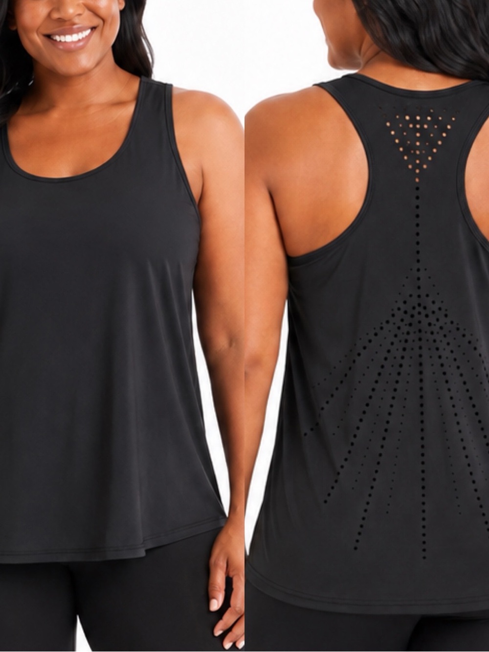 SHEIN Curve Black Laser-Cut Racerback Tank Top – Women’s Plus 3XL